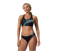 Speedo Placement Bikini Women's Chlorine Resistant, Black-Turquoise, 12