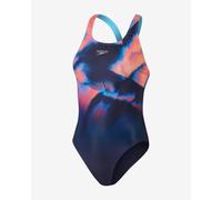 Speedo Placement Digital Powerback One Piece Swimsuit Navy Pink Women - 28