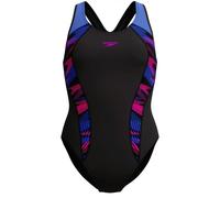 Speedo Placement Laneback Swimsuit - Black/Blue - UK Size 30