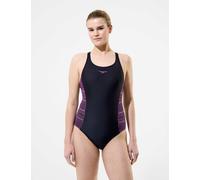 Speedo Placement Medalist Printed Swimsuit Black Mix