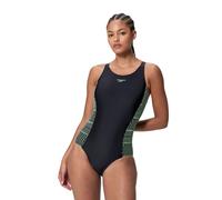 Speedo Placement Medalist Swimsuit - Black/Light Green
