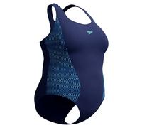 Speedo Placement Medalist Swimsuit - Plus Size - Navy/Light Blue - UK Size 40