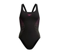 Speedo Placement Muscleback Swimsuit - Black/Pink/Orange - UK Size 36