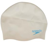 Speedo Plain Moulded Silicone Swimming Cap for Unisex Kids, One Size, White/Blue