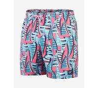 Speedo Printed Leisure 16 Inch Swim Shorts Light Blue Pink - M
