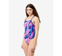Speedo Printed Turnback swimsuit electric blue pink women - 36