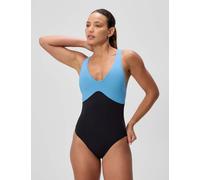 Speedo Sculpture Colour Block Scoop Neck Swimsuit Blue
