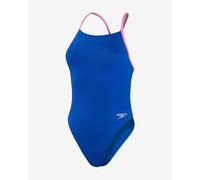 Speedo Solid Lattice-Back Swimsuit Blue Pink Women - 36