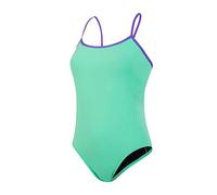 Speedo Solid Tie-Back 1 Piece Swimsuit Women, Womens, Sweatsuit, 8-12355D773, Green Glow/Ultra Violet/Black, Size 11