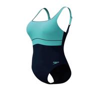 Speedo SPDSCU CNTR Eclipse Women's Swimsuit with Adjustable Straps, Black-Turquoise, 18