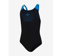 Speedo Tech Placement Muscleback Swimsuit Black Blue Girls - 5-6