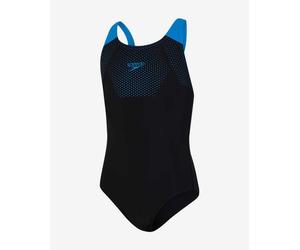 Speedo Tech Placement Muscleback Swimsuit Black Blue Girls - 5-6