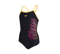 Speedo Thinstrap Muscleback Girls Swimsuit Swimming Costume Black Pink