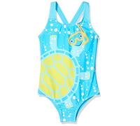Speedo Tommy Turtle Digital Placement Crossback Swimsuit - Turquoise/Bright Yellow/Marine Blue/Mango/White, 9-12 Medium