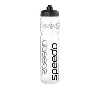 Speedo Unisex 1 Litre Water Bottle, Ergonomic Design, Clear/Black, One Size