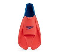 Speedo Unisex-Adult Biofuse Swimming Training Fins | Comfortable Fit | Ergonomic Design | Swim Training, Fluro Tangerine/Poolblu/Bluflm, 11-12
