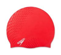 Speedo Unisex-Adult Bubble Active+ Swimming Cap | Textured Design, Fed Red, One Size