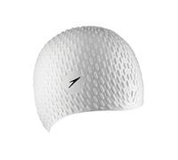 Speedo Unisex-Adult Bubble Active+ Swimming Cap | Textured Design, White, One Size