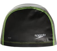 Speedo unisex-adult Swim Cap Stretch Fit,Black/Silver,Large/X-Large