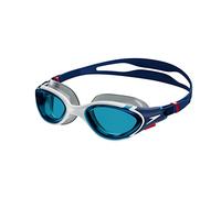 Speedo Unisex Biofuse 2.0 SwiMing Goggles | Patented Easy Adjustment | Anti-fog | Anti-leak | Enhanced Fit | Improved Comfort, AMonite Blue/White/Red/Blue, One Size