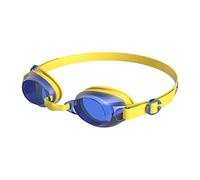 Speedo Unisex-Youth Jet V2 Swimming Goggles | Kids Swim | Comfortable Fit | Adjustable Design | Anti-fog | Anti-leak | Learn to Swim, Empire Yellow/Blue, One Size