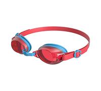 Speedo Unisex Kids Jet V2 SwiMing Goggles | Kids Swim | Comfortable Fit | Adjustable Design | Anti-fog | Anti-leak | Learn to Swim, Turquoise/Lava Red, One Size