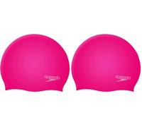 Speedo Unisex-Youth Junior Plain Moulded Silicone Swimming Cap | Swim Essentials | Hair Protection Training Aids, Cherry Pink/Blush, One Size (Pack of 2)