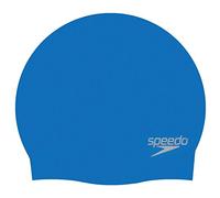 Speedo Unisex-Youth Junior Plain Moulded Silicone Swimming Cap | Swim Essentials | Hair Protection Training Aids, Blue/Blue, One Size
