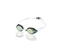 Speedo Vanquisher 2.0 Mirrored Swimming Goggles - Anti-Fog, UV Protection, Wide Panoramic Lens, Cushioned Silicone Seals, Four Nosepiece Options, Yellow, White