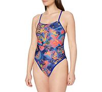 Speedo Women Hi Five Flash Ribbonback 1 Piece Swimsuit - Highfiveflash/Navy/Chroma Blue, 36