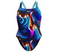 Speedo Womens AO Print LB One Piece Swimsuit Speedo Black 14