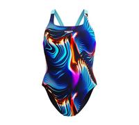 Speedo Womens AO Print LB One Piece Swimsuit Speedo Black 14