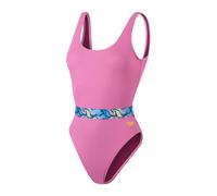 Speedo Womens Belted Deep U-Back 1 Piece Swimsuit in Pink - Size 18 UK