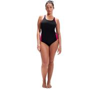 Speedo Women's Boom Logo Splice Muscleback Swimsuit Black UK 10/32