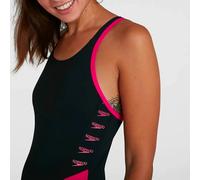 Speedo Women's Boom Logo Splice Muscleback Swimsuit Swimming Costume Pink BNWT