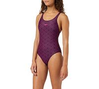 Speedo Women's Boom Star Allover Muscleback Swimsuit, Black/Electric Pink, (UK 6)