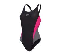 Speedo Women's Colourblock 2.0 One Piece Swimsuit | Training Swimwear | Soft Feel | Swim FitneS, Black/USA Charcoal, XXSXXS
