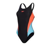 Speedo Women's Colourblock 2.0 One Piece Swimsuit | Training Swimwear | Soft Feel | Swim Fitness, Black/Siren Red/Picton, 36/12