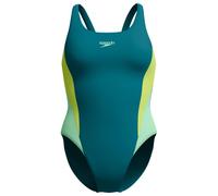Speedo Women's Colourblock 2.0 Swimsuit Swimming Costume Green Size 34" Approx UK 10