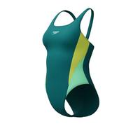 Speedo Women's Colourblock 2.0 Swimsuit Swimming Costume Green Size 42" Approx UK 18