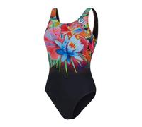 Speedo Women's Digital Placement U-Back Swimsuit, Black/Siren Red/Vital Blue, 30