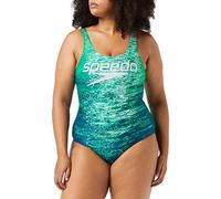 Speedo Women's Digital Placement U-Back Swimsuit, Dark Petrol/Neon Absinthe/White/Arctic Teal, 32