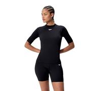 Speedo Women's End+ Short Sleeve Swim Rash Guard Top, Black, XL