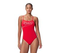 Speedo Women's Endurance+ Logo Thin Strap Swimsuit, High Risk Red, 30