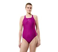 Speedo Women's Endurance+ Print Medalist Swimsuit Swimming Costume Purple Size 42" Approx UK 18