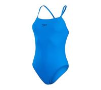 Speedo Women's Endurance+ Thin Strap One Piece Swimsuit,Athletic Fit,Clasic Design| Recycled Fabric,Chlorine Resistant,Extra Flexibility,Bondi Blue,One Size