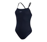Speedo Women's Endurance+ Thin Strap One Piece Swimsuit,Athletic Fit,Clasic Design| Recycled Fabric,Chlorine Resistant,Extra Flexibility,True Navy,3232
