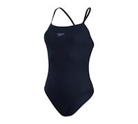 Speedo Women's Endurance+ Thin Strap One Piece Swimsuit,Athletic Fit,Clasic Design| Recycled Fabric,Chlorine Resistant,Extra Flexibility,True Navy,2626