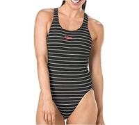 Speedo Women's Essential Endurance+ Medalist One Piece Swimsuit New Season, Stripe Black/White, 28 (UK 6)