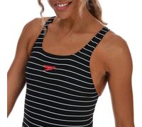 Speedo Women's Essential Endurance+ Medalist One Piece Swimsuit New Season, Stripe Black/White, 32 (UK 10)
